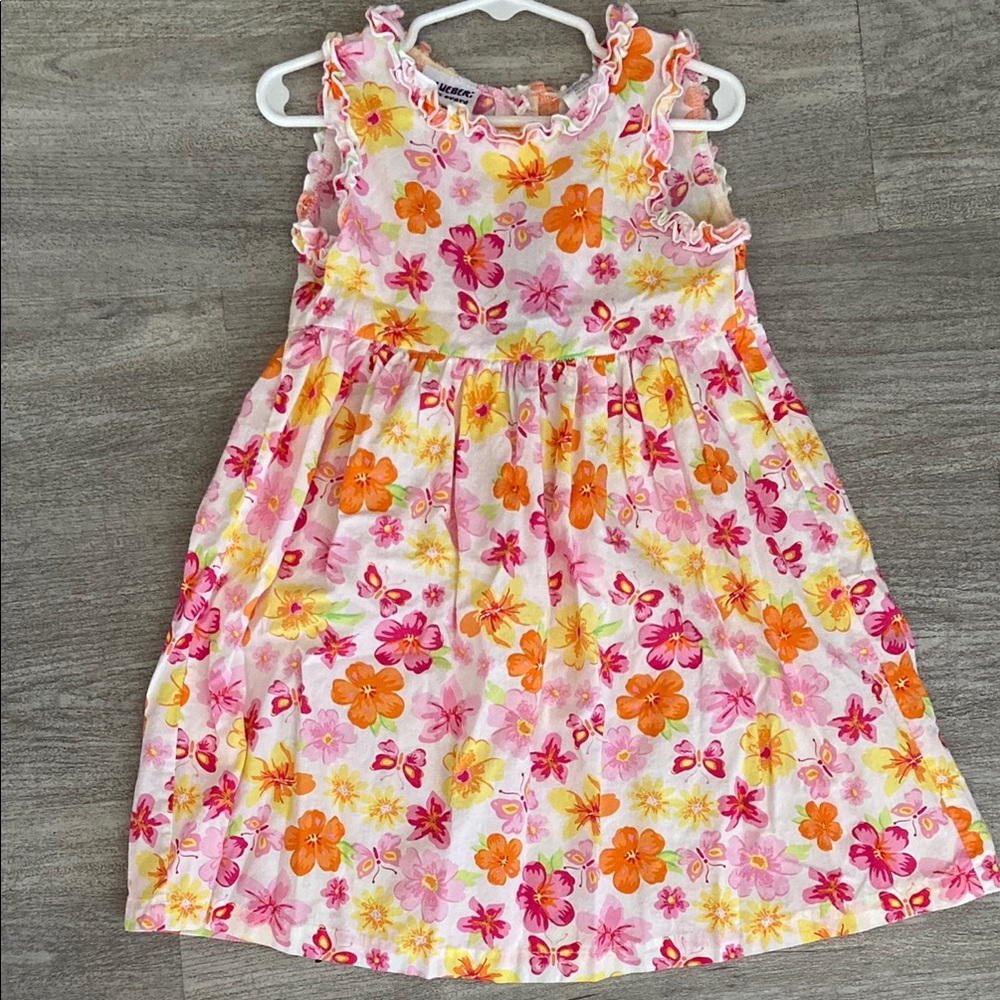Floral Kids Dress in Pink and Orange